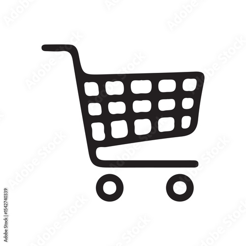 Black Outline Shopping Cart – Minimalist Retail Graphic