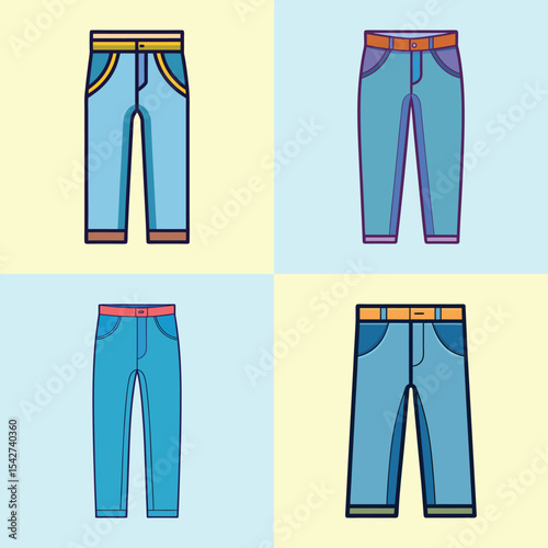 Jeans Flat Illustration in Simple Minimalist Style