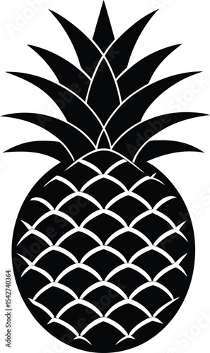 Pineapple Vector Silhouette Art Icon Illustration

