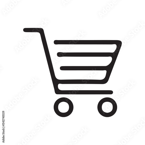 Black Outline Shopping Cart – Minimalist Retail Graphic