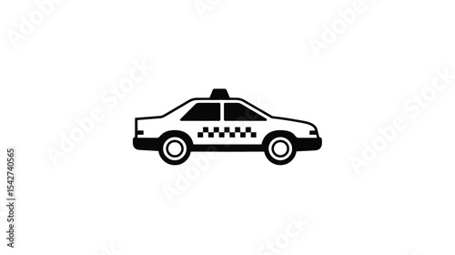 Taxi Icon: Simple Black and White Vector Graphic for Transportation Apps and Websites