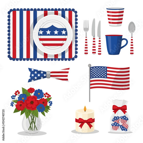 Patriotic Table Setting: USA Independence Day Celebration
