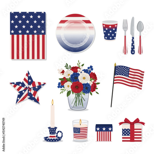 Patriotic Celebration: American Independence Day Elements