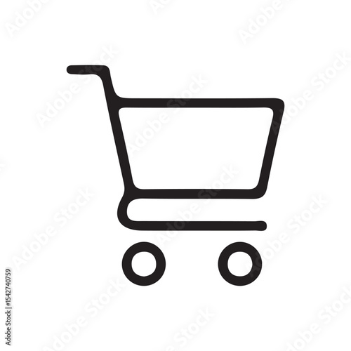 Black Outline Shopping Cart – Minimalist Retail Graphic