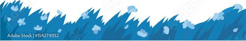 Blue Brush Floral Divider vector border for nature, spring, landscape, and garden decoration