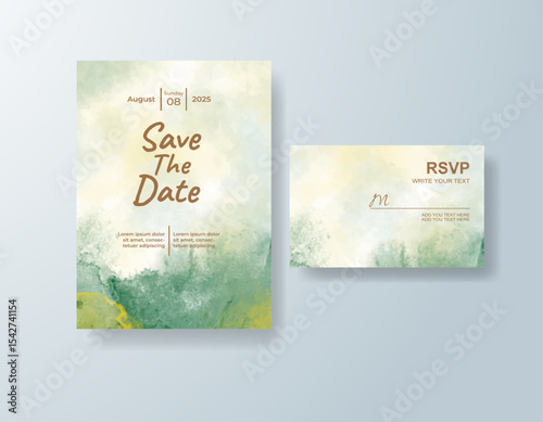 Watercolor wedding invitation card