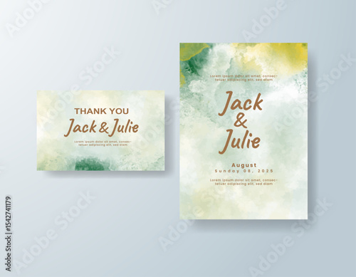 Watercolor wedding invitation card