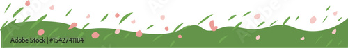 White Floral Grass Edge vector border for nature, spring, landscape, and garden decoration