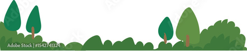 Minimal Tree and Bush Border vector border for nature, spring, landscape, and garden decoration