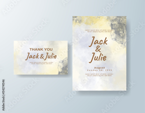 Watercolor wedding invitation card