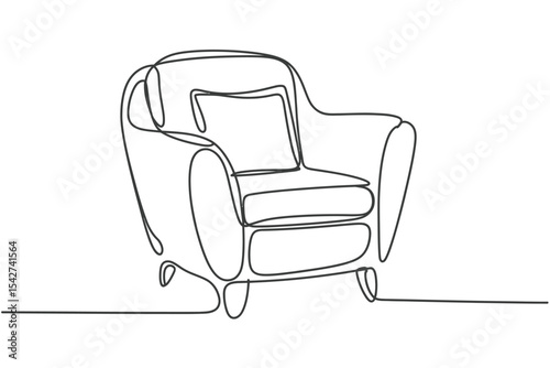 Single Line Drawing of an Armchair with Cushion