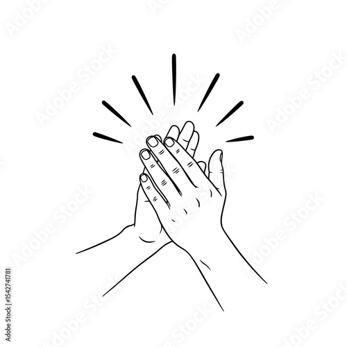 Two hands giving a high five isolated on white background