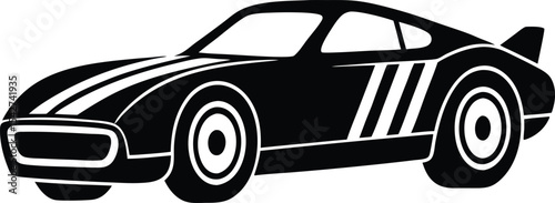 Black Race Car Silhouette On White Background
