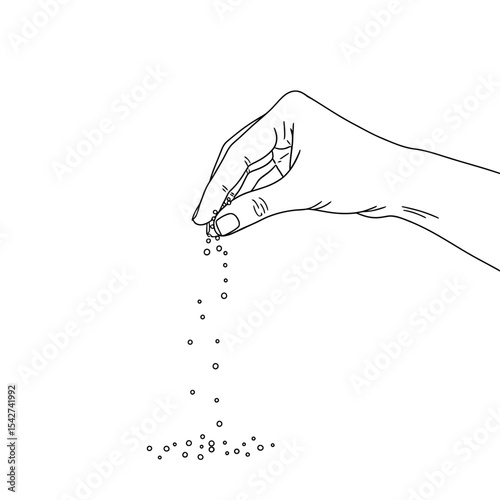 Hand sprinkling seasoning isolated on white background