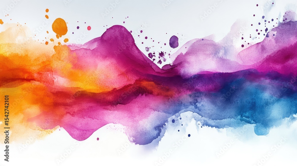 Fototapeta premium Abstract watercolor waves, vibrant colors, graphic design background