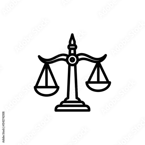 Scales of justice representing law and balance isolated on white background