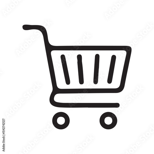 Monochrome Retail Cart Icon – Flat Design Style. vector illustration 