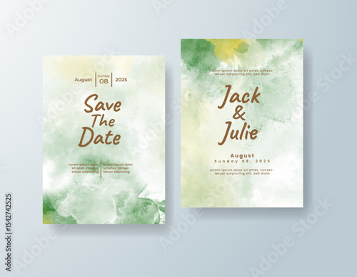 Watercolor wedding invitation card