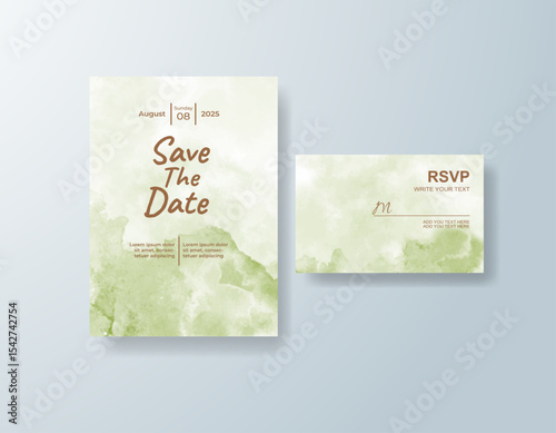Watercolor wedding invitation card