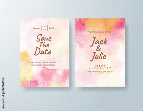 Watercolor wedding invitation card