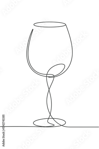 Single Line Drawing of Elegant Wine Glass