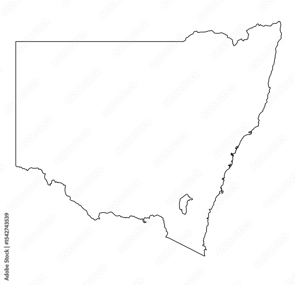 Naklejka premium New South Wales Outline Map Vector – Australia State Border Design