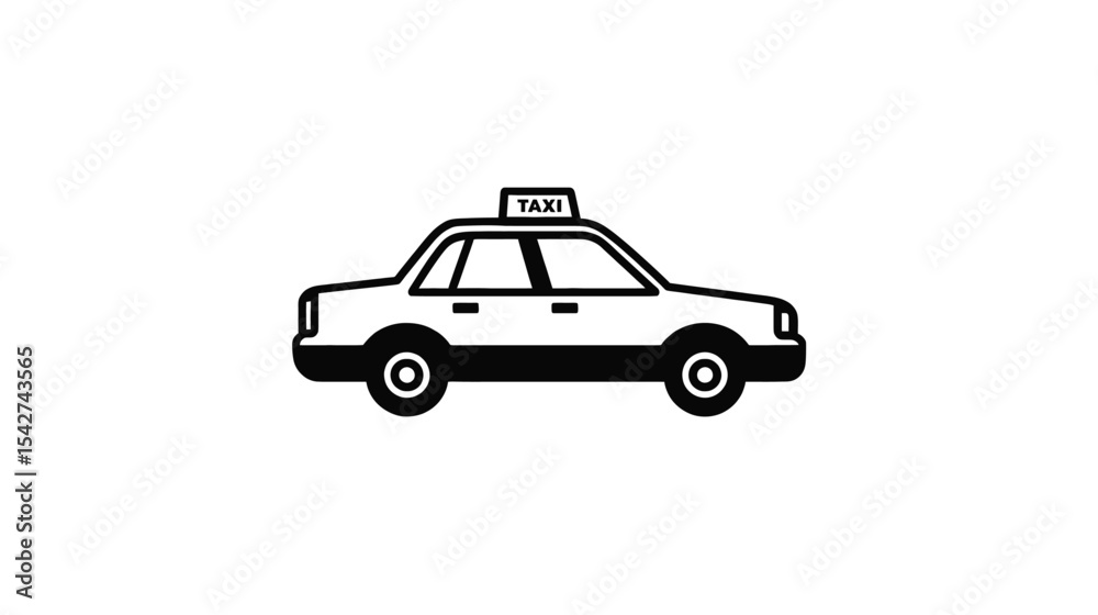 Simple Taxi Icon: Black and White Vehicle Graphic Simple Taxi Icon: Black and White Vehicle Graphic