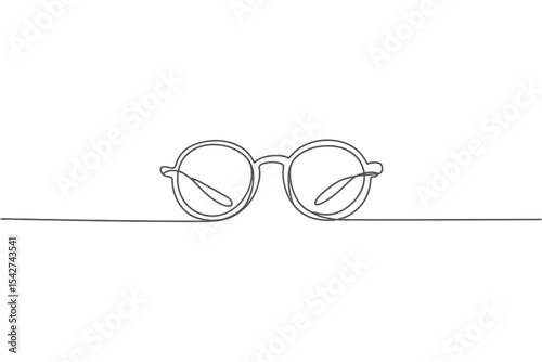 Single Line Drawing of Round Eyeglasses