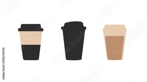 Black Coffee in a Cup with Steam – Vector Illustration