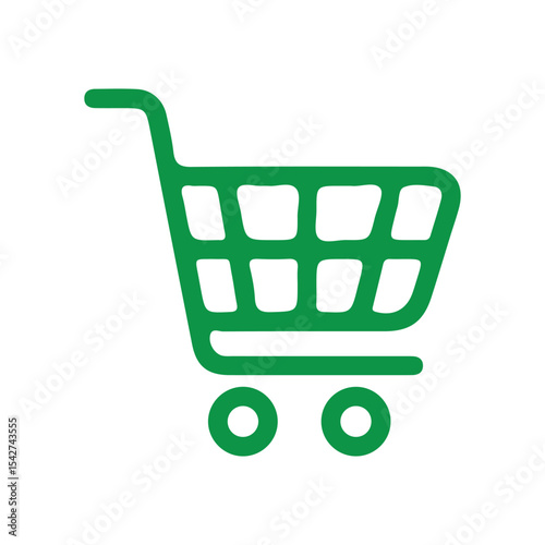Green Shopping Cart Line Icon – E-commerce and Retail Symbol