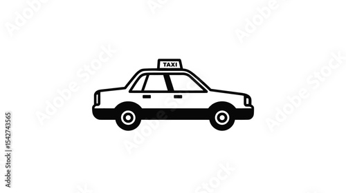 Simple Taxi Icon: Black and White Vehicle Graphic
