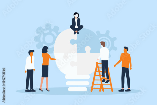 Teamwork and Collaboration to Build a Big Idea Solving Problems with Creative Thinking and Innovation for Business Success and Growth