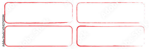 Set of red brush painted ink stamp frames with place for your design element. red brush painted ink stamp heart frame on transparent background. Eps 10.  