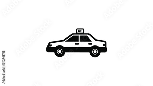 Taxi Icon: Simple Black and White Cab Illustration for Transportation, Travel, and Urban Design Projects