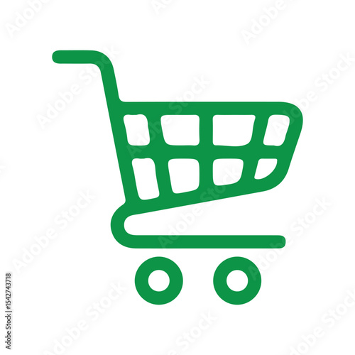 Green Shopping Cart Line Icon – E-commerce and Retail Symbol