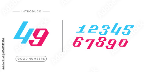Tech beautiful elegant numerals. Vintage and old school retro typographic. Vector Illustration numbers.