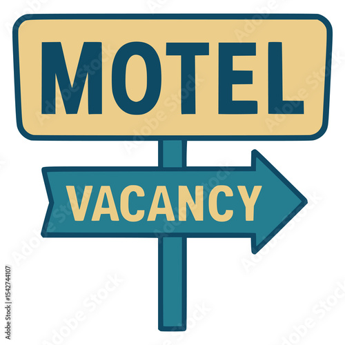motel sign rest place flat color vector illustration template design
