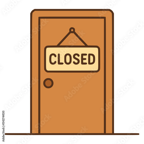 door with the closed sign no disturb flat color vector illustration template design