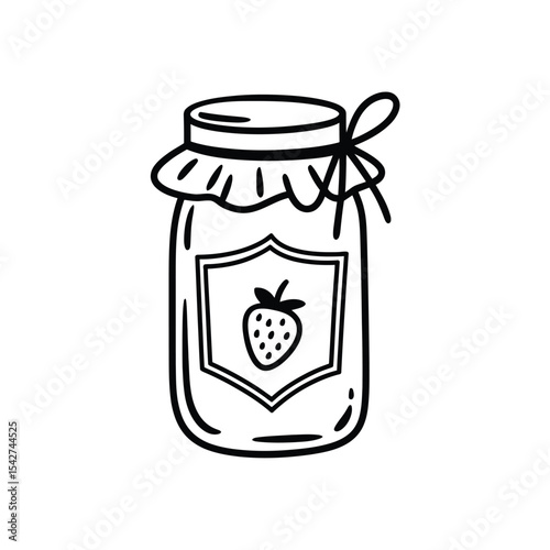 Hand Drawn Strawberry Jam Jar Illustration
