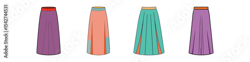 Maxi Skirt Flat Style Fashion Vector Illustration