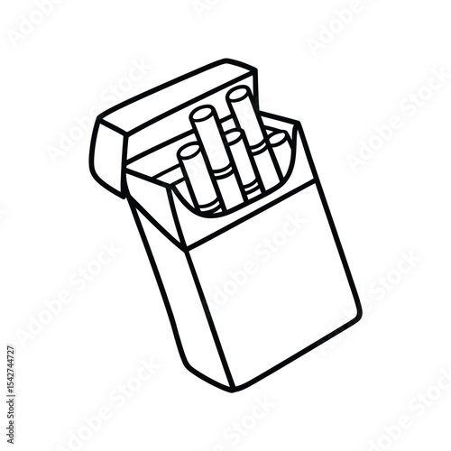 Open Pack of Cigarettes Line Art Illustration