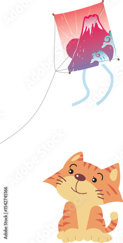 踊る猿の凧と猫
