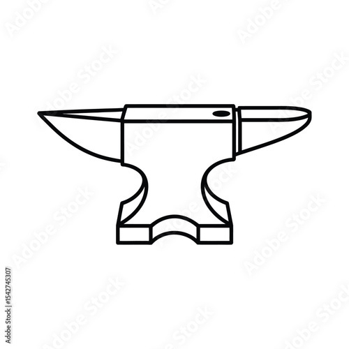 Black and White Line Art Anvil Illustration