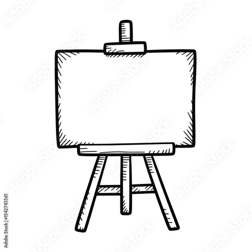 Hand Drawn Sketch of an Easel with Blank Canvas