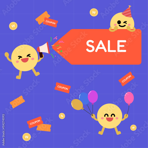 Cute circled characters and discounts
