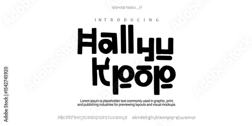 Font Hallyu Kpop. korean pop editable vector text effect. trendy style text effect. Calligraphy in Korean. can use to Title cover, film, vlog, book, graphic and asia asian 