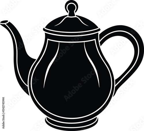 Teapot Vector Silhouette Art Icon Illustration
