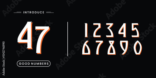 Number font. Font of numbers in classical style with contemporary geometric design. Beautiful elegant numerals. Vintage and old school retro typographic. Vector Illustration	

