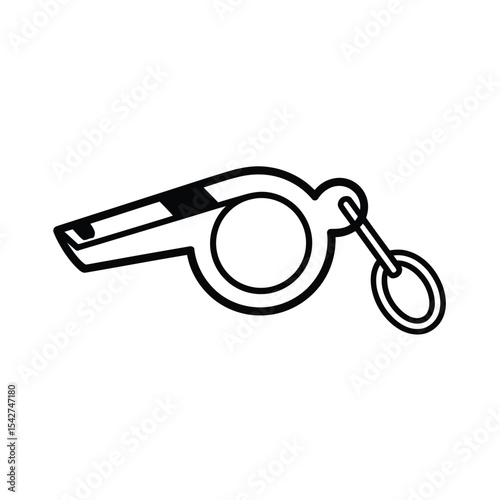 Black and White Whistle Icon with Lanyard