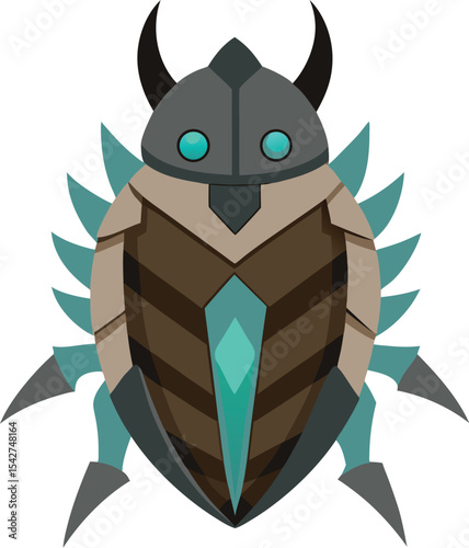 vector illustration of a black and white beetle